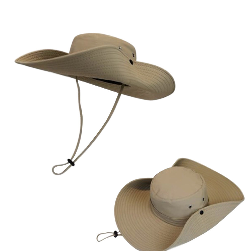 Foldable Wide Brim UV Sun Hat with Wind Strap for Fishing and Hiking