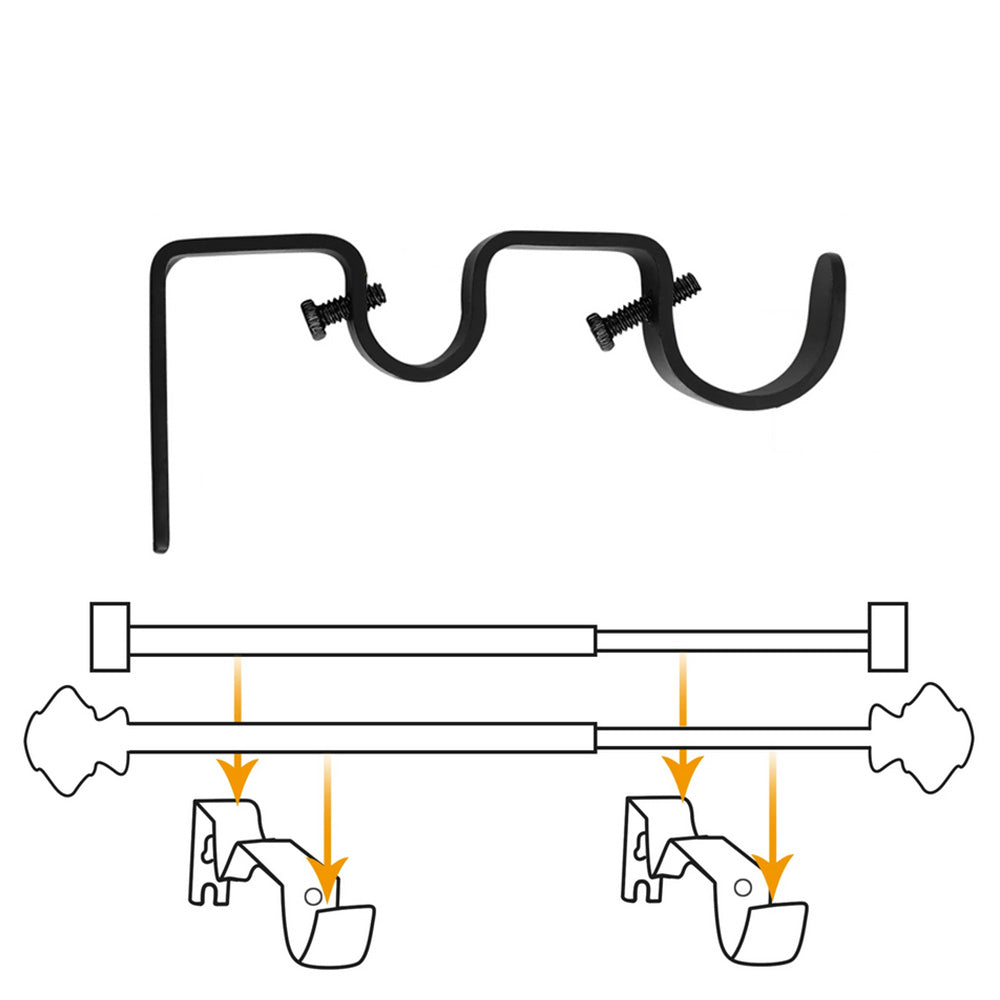 2 Pack Retro Double Curtain Rod Bracket Strong Wall Mount for 1.8cm 2.6cm Rods