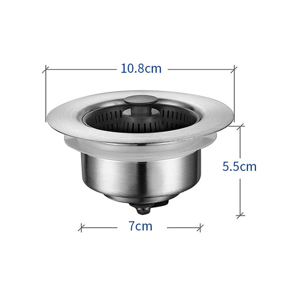 Kitchen Sink Drain Strainer and Stopper Combo Stainless Steel Sink Aid