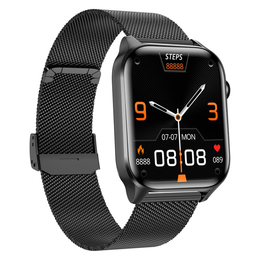Water-resistant Smart Watch Bluetooth Heart Rate Fitness Tracker for Android iOS with Stainless Steel Watch Strap