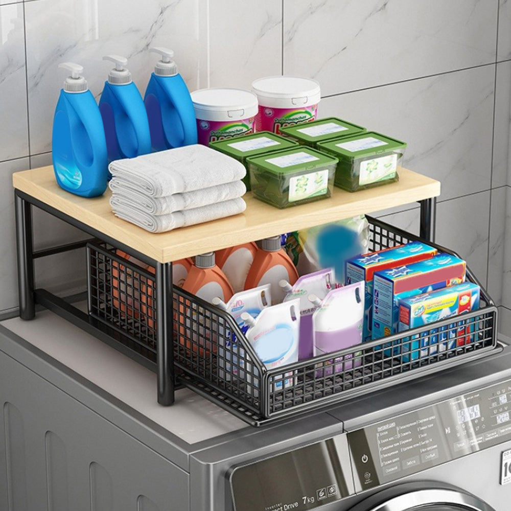 Kitchen Countertop Riser Storage Rack with Pull Out Drawer Basket