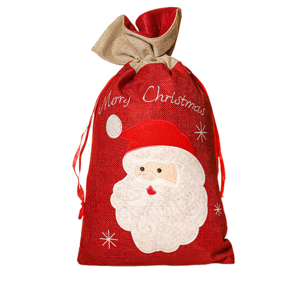Xmas Sack Bag Christmas Burlap Stocking Gift Bag -Style 1