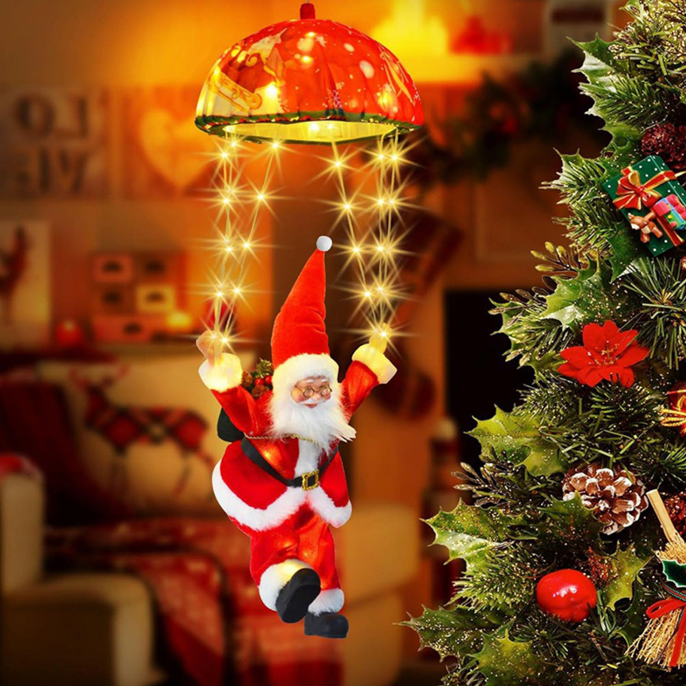 Christmas Decorations Santa Claus Parachute Lights LED Hanging Xmas Tree Decor