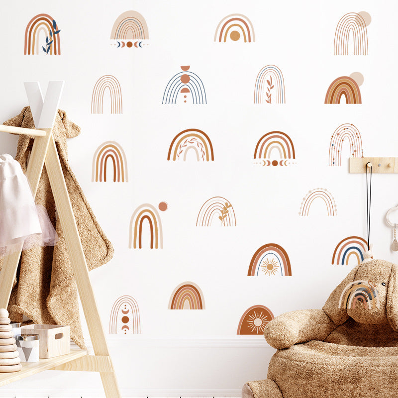 2Pcs Boho Rainbow Clouds Removable Wall Decals Stickers