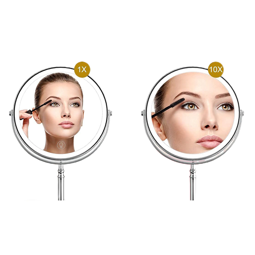 Touch Screen 10X LED Magnifying Makeup Mirror Double-Sided 360 Rotation