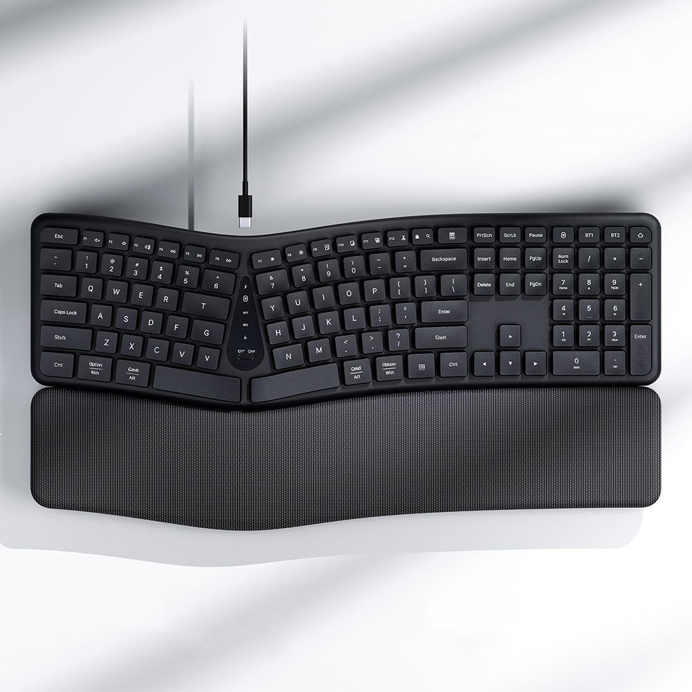 111-Key Rechargeable Dual-Mode Bluetooth Keyboard with Memory-Foam Wrist Rest