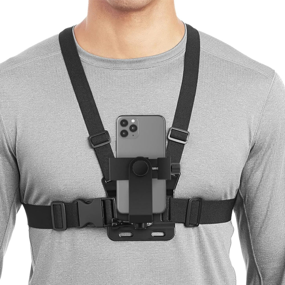 Mobile Phone Chest Mount Harness Strap Holder with Rotating Phone Clip