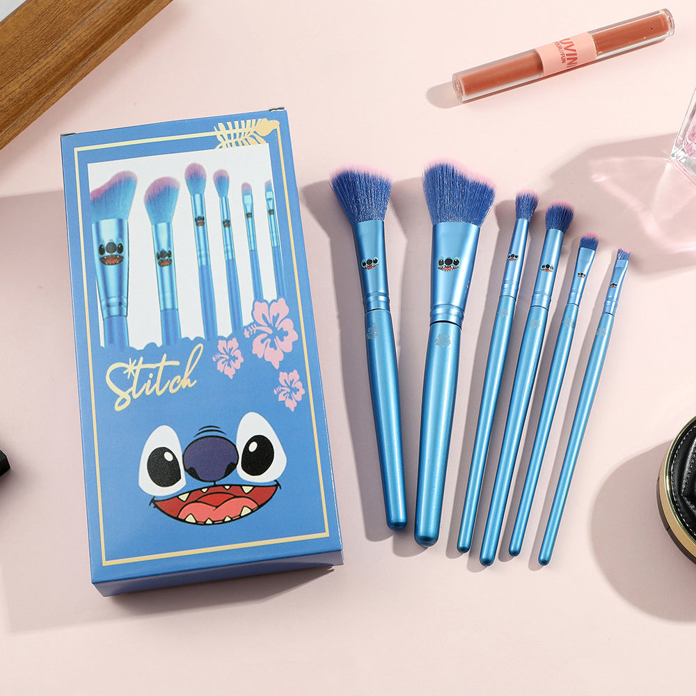 6Pcs Stitch Inspired Spectrum Makeup Brushes Set