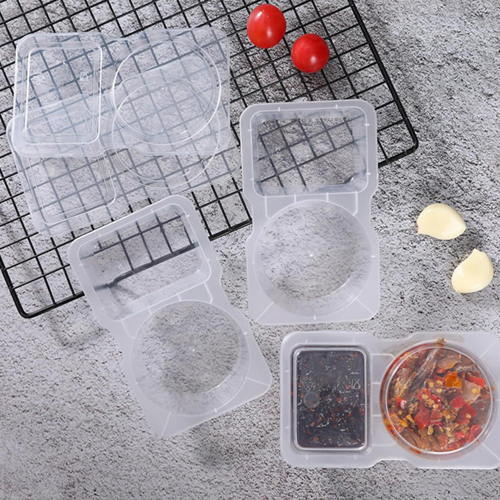 20Pcs Double Compartment Condiment Container Reusable Snack Containers with Lids