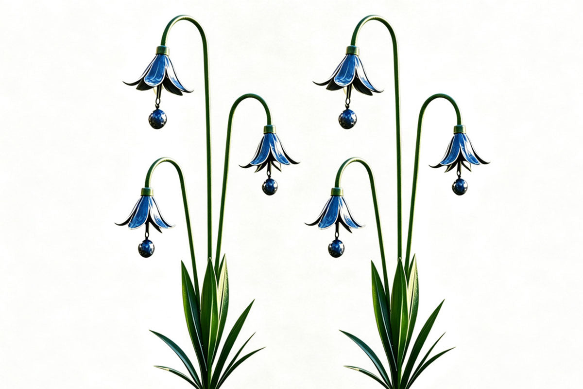 Metal Flower Wind Chime Garden Stake Outdoor Yard Ornament with Bells