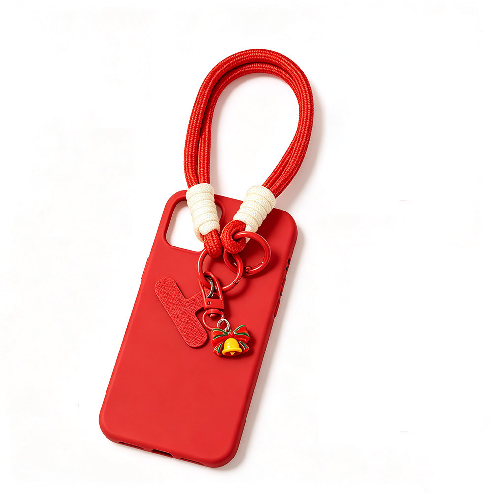 6PCS Red Christmas Wrist Straps Phone Case Lanyards and Keychains