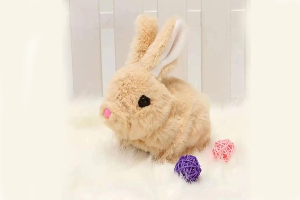 Interactive Realistic Bunny Toy with Walking and Wagging Ears