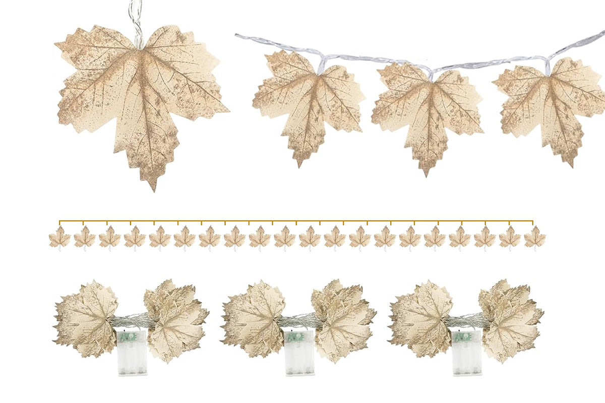 LED Maple Leaves Garland with Lights Fall Decorations for Home Christmas