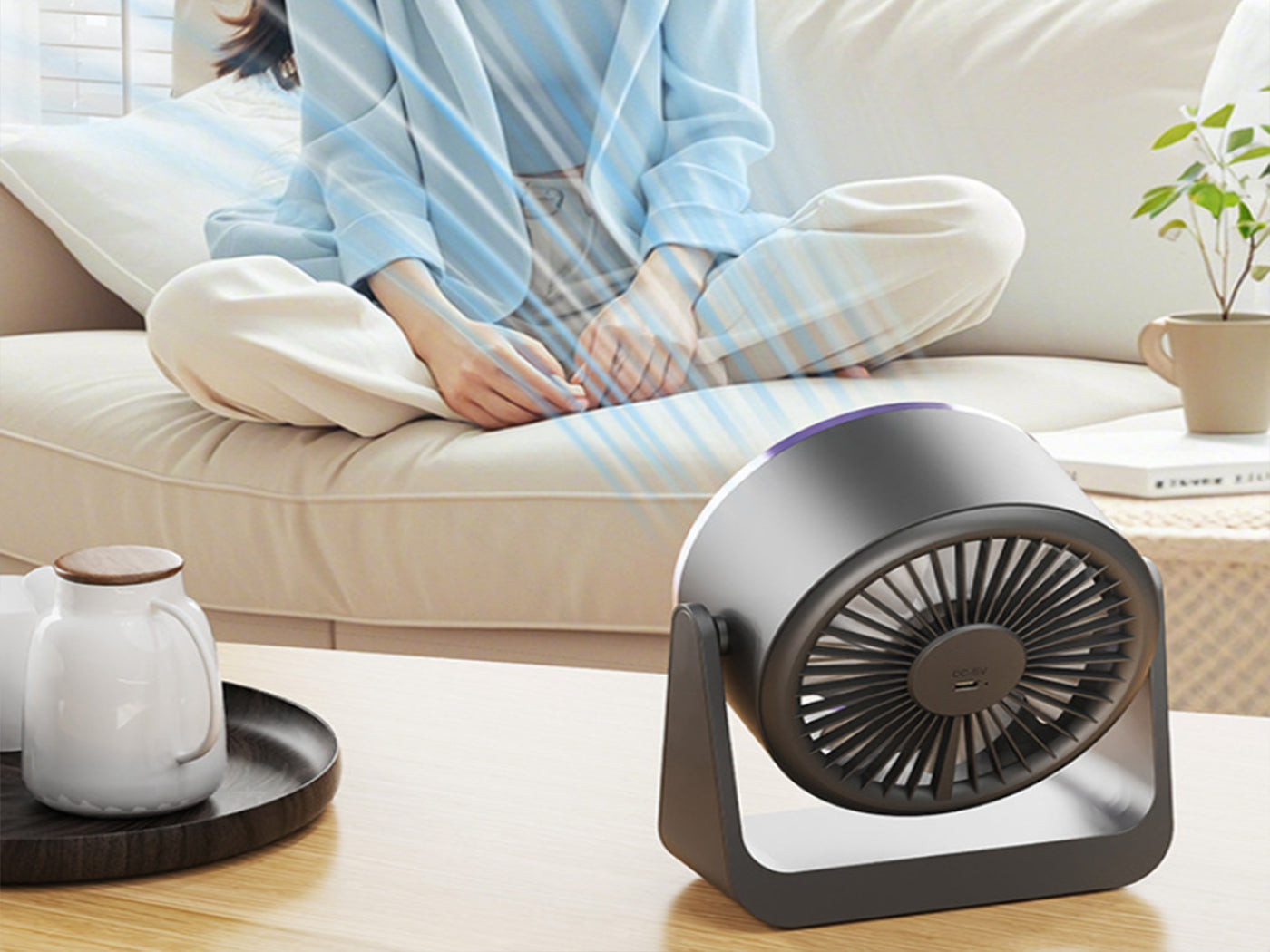 USB Rechargeable Air Circulator Wall Mounted Desktop Bladeless Fan