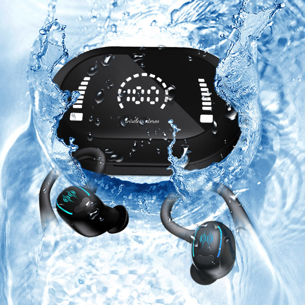 Wireless Earbuds with LED Display and Ear Hooks