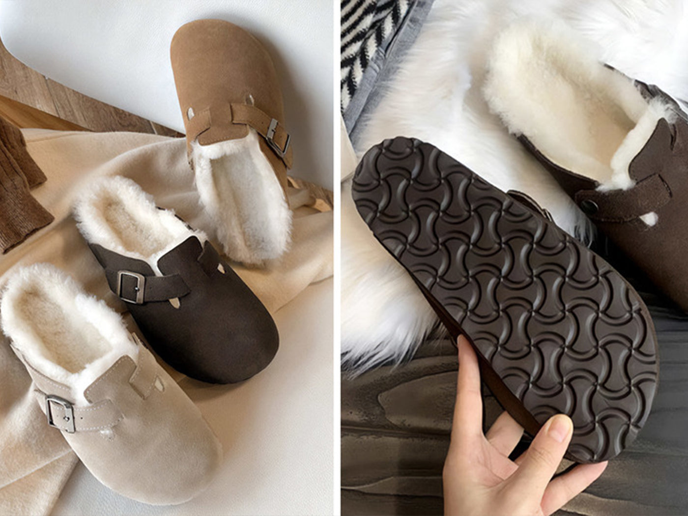 Faux Fur Shearling Birkenstock Inspired Mules