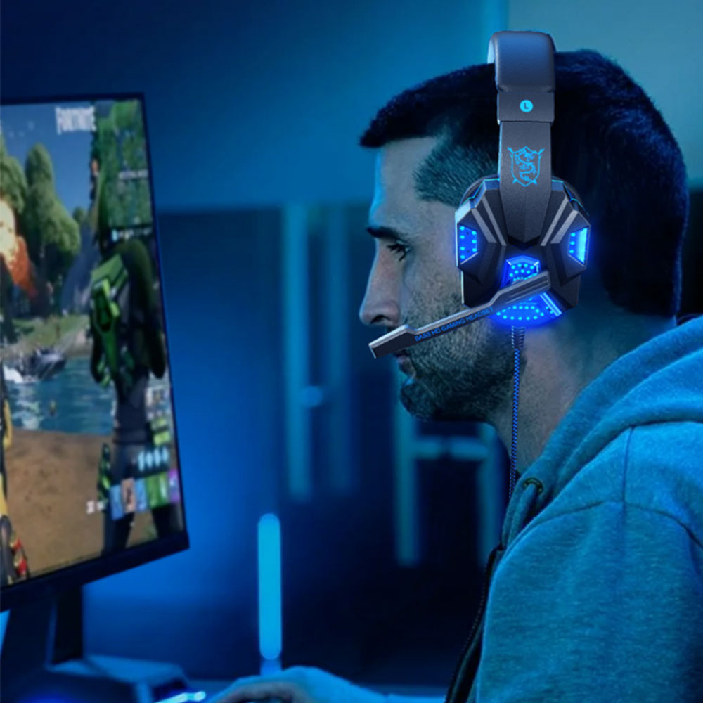 Wired Gaming Headset Headphones with Microphone Led Light