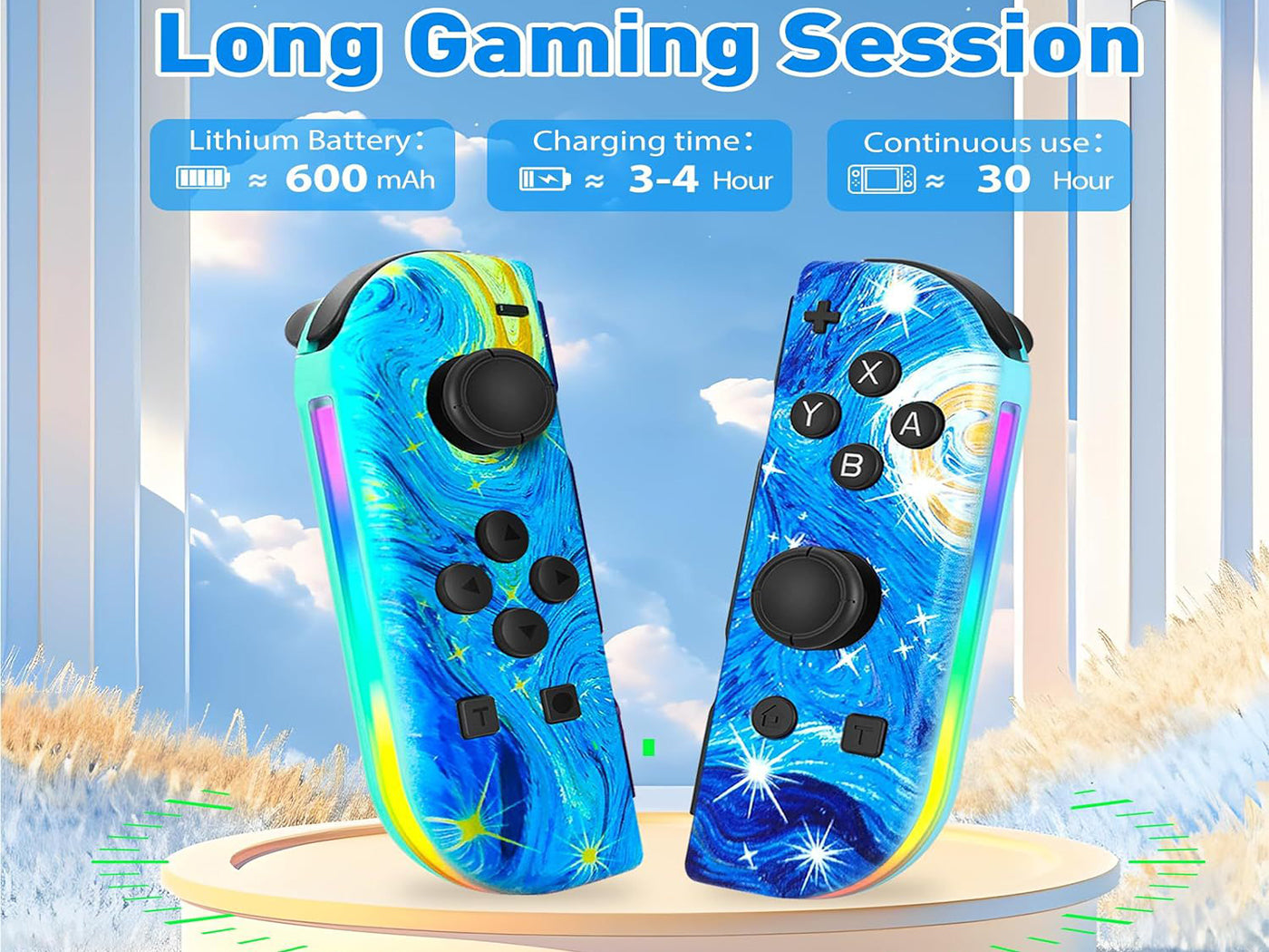 Wireless Game Controller with RGB Light for Nintendo Switch