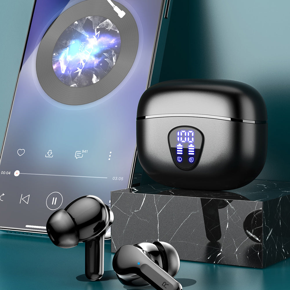 Wireless Bluetooth 5.3 HiFi Stereo Ear Buds with Digital Display for iOS Android