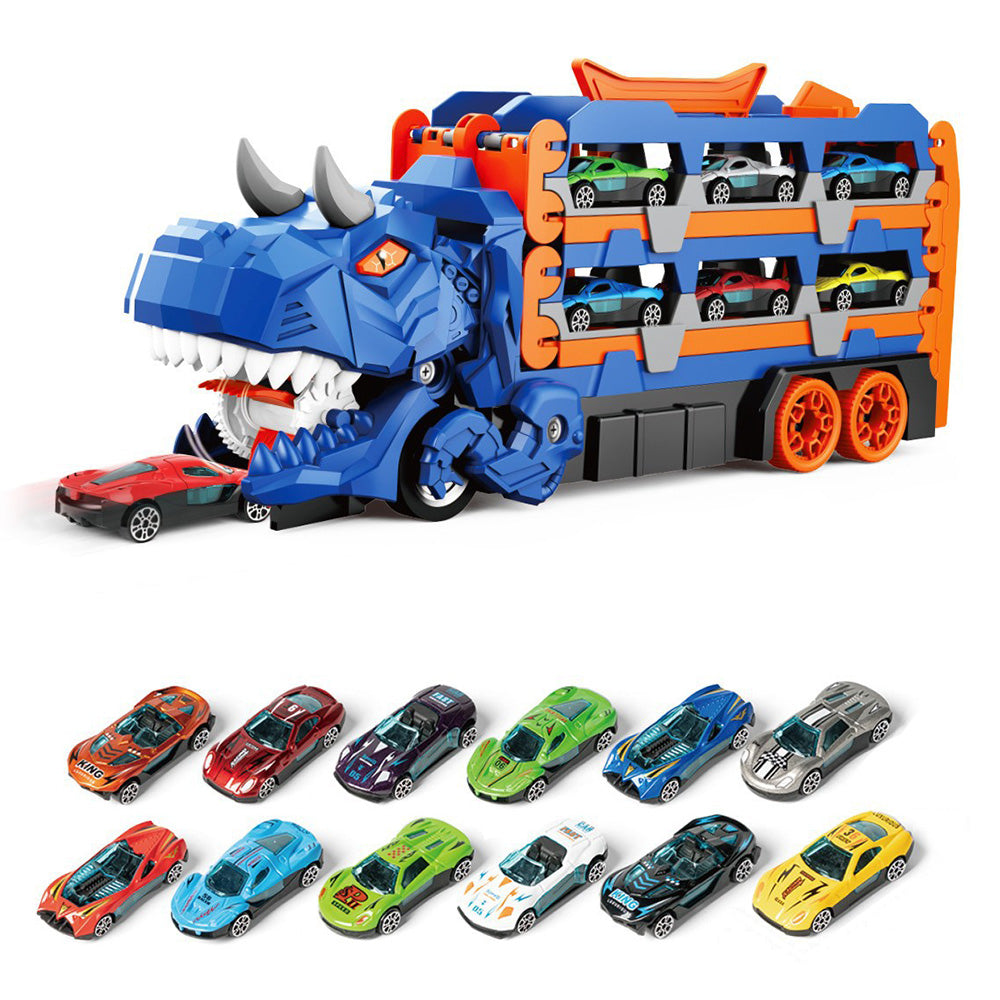 Car Truck Toys Set Dinosaur Transport Truck With 12PCS Cars Toys For Boys