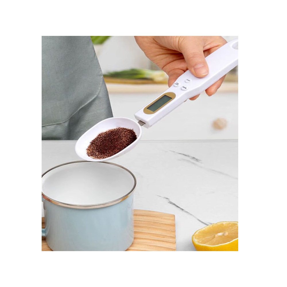 White Mini Spoon Scale Electronic LCD Digital Kitchen Scale for Food Measuring