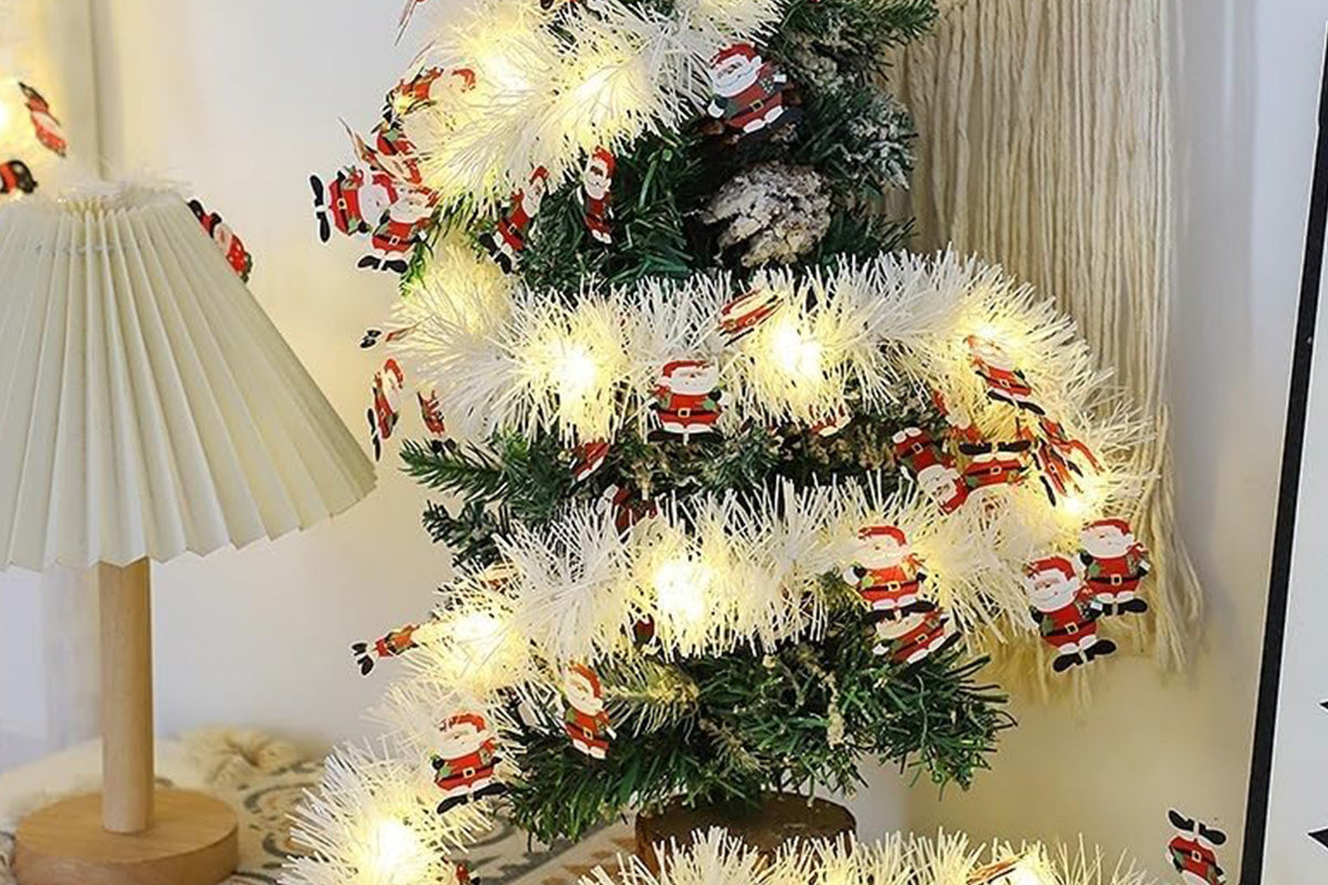 5M Christmas LED Garland with 50 Warm White Lights for Indoor Outdoor Tree Decoration