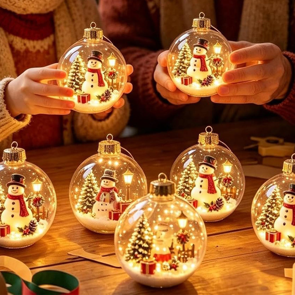 2 Pack 8cm Clear Plastic Fillable Christmas Ball Ornaments