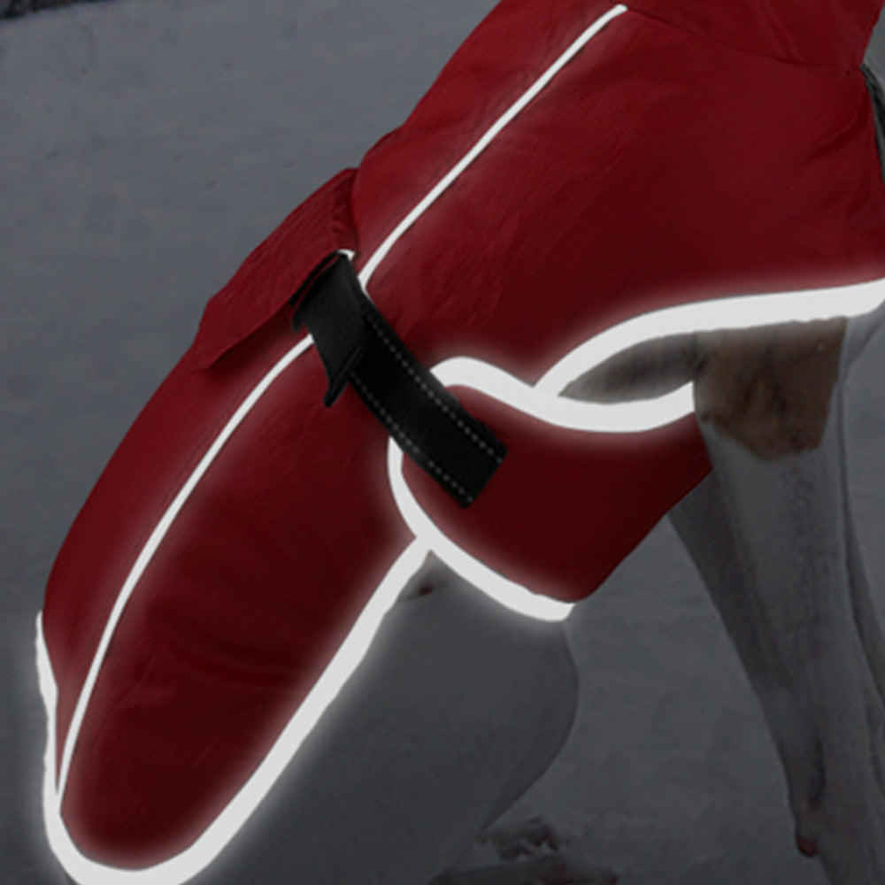 Winter Dog Coat-Waterproof Cold Weather Jacket for Small Large Breeds-Red