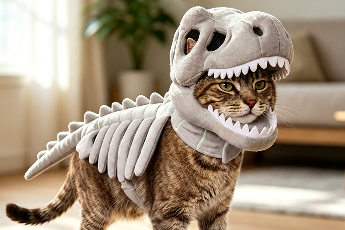 Pet Dinosaur Skeleton Costume Funny Outfit for Cat Small Dog Puppy
