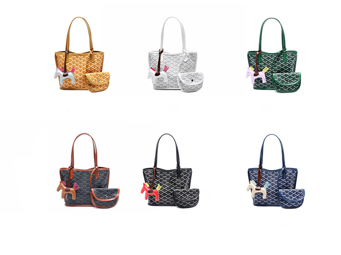 Women's Goyard Inspired Tote Bag with Wallet