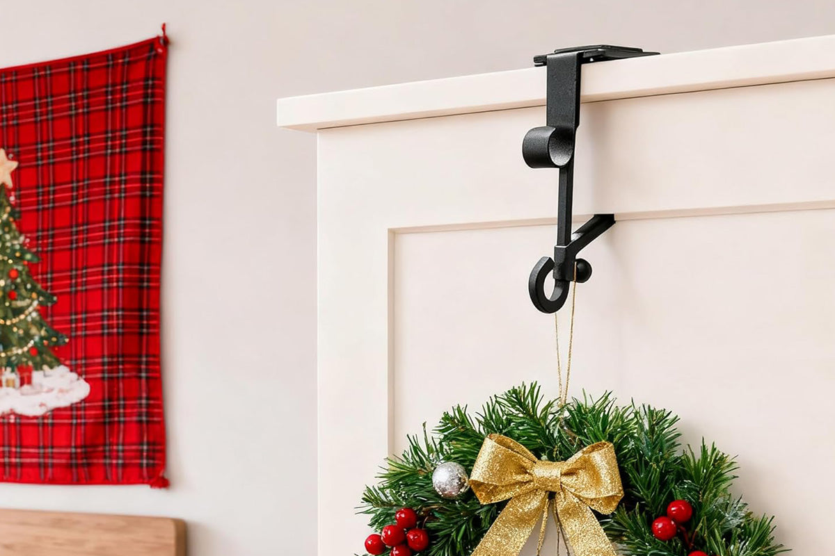 2 in 1 Christmas Fireplace Stocking and Mantel Garland Hanger with Non-Slip Pads