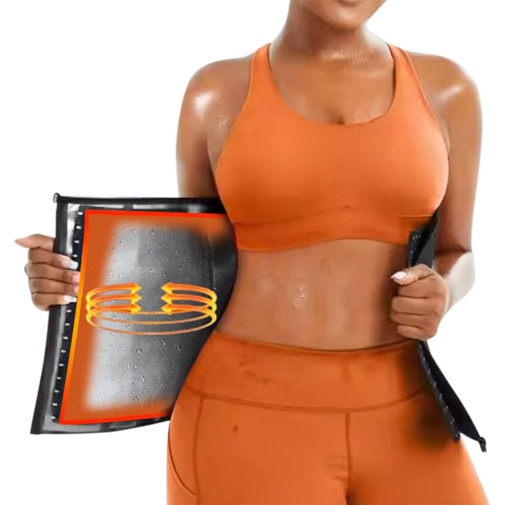 Womens Workout Waist Trainer 3-Row Hook and Zip Slimming Belt for Yoga Fitness-Silver