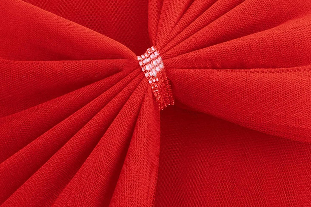 Organza Red Bows Christmas Wall Decorations for Door Fireplace Stairs Xmas Tree