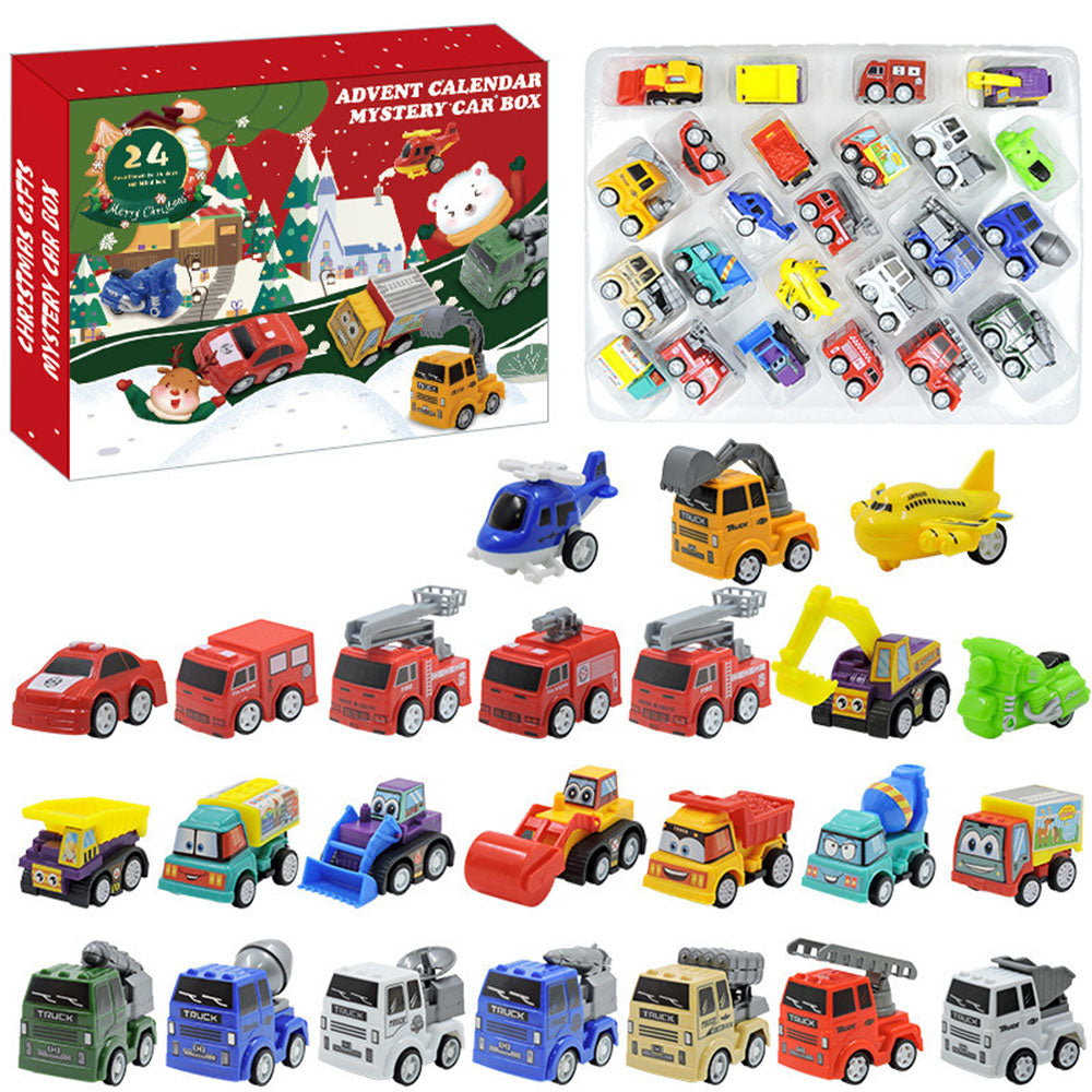 24 Days Christmas Countdown Calendar with Pull-Back Cars Vehicles Holiday Gift