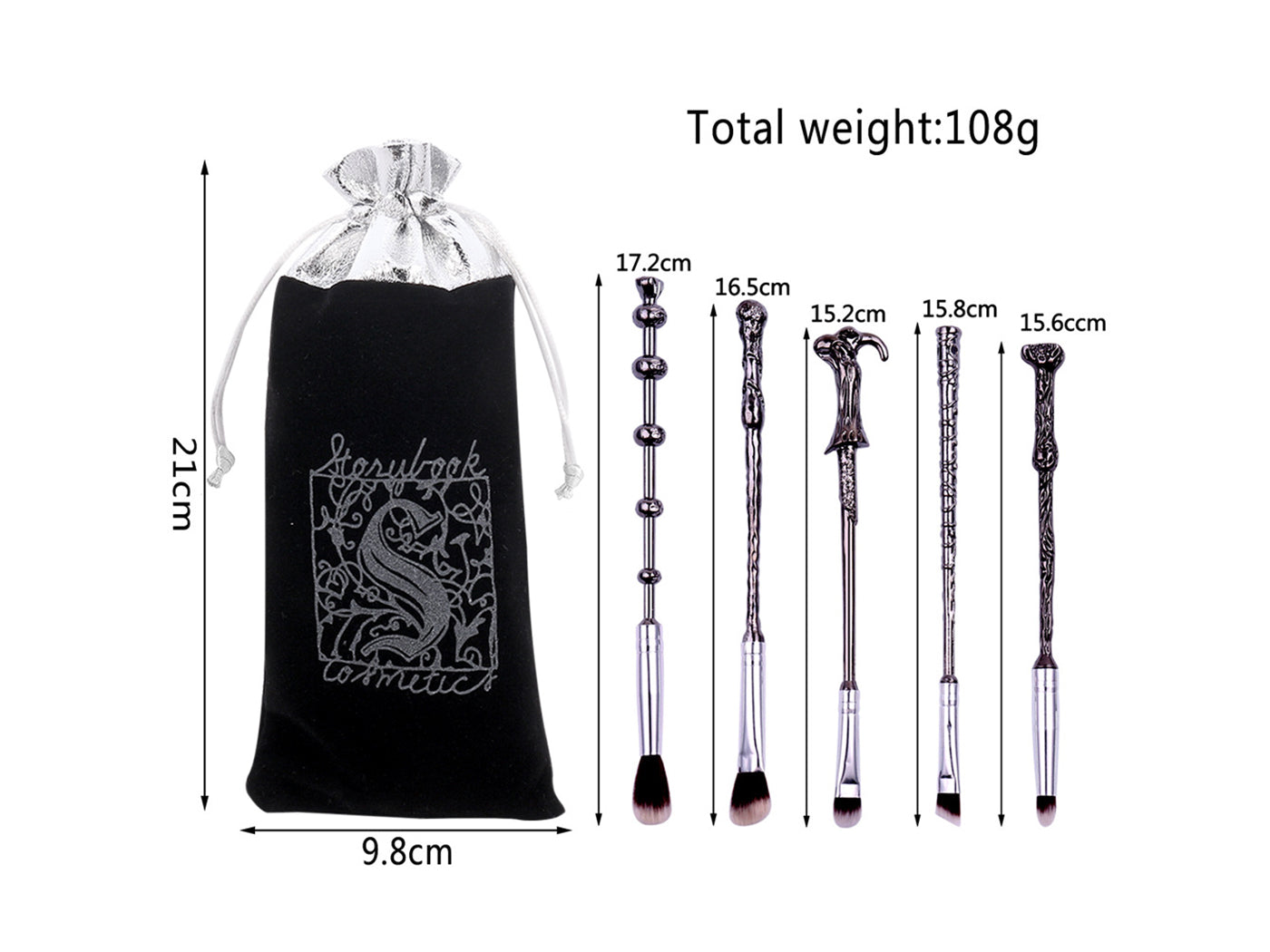 5Pcs Harry Potter Inspired Magic Wand Makeup Brush Set