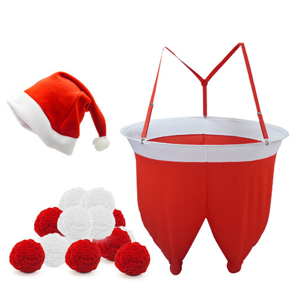 Christmas Santa Pants Toss Yard Game for Adults with 20 Plush Balls and Hat