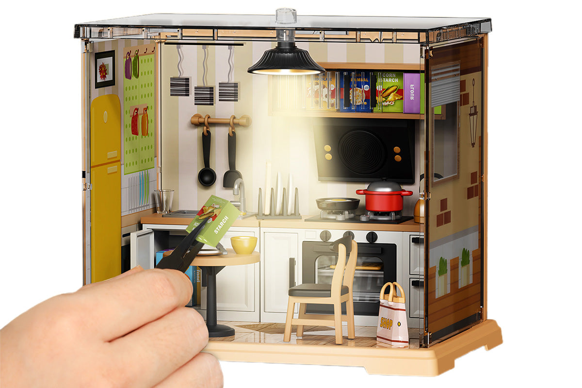 DIY Miniature Dollhouse Kit 3D Puzzle Dollhouse Toy with Dust Cover and Light