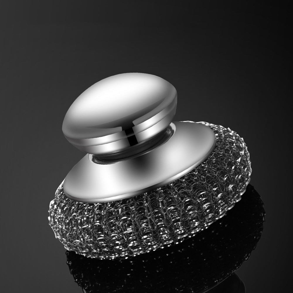 Steel Wool Cleaning Brush with Handle and 5 Replacement Heads for Kitchen