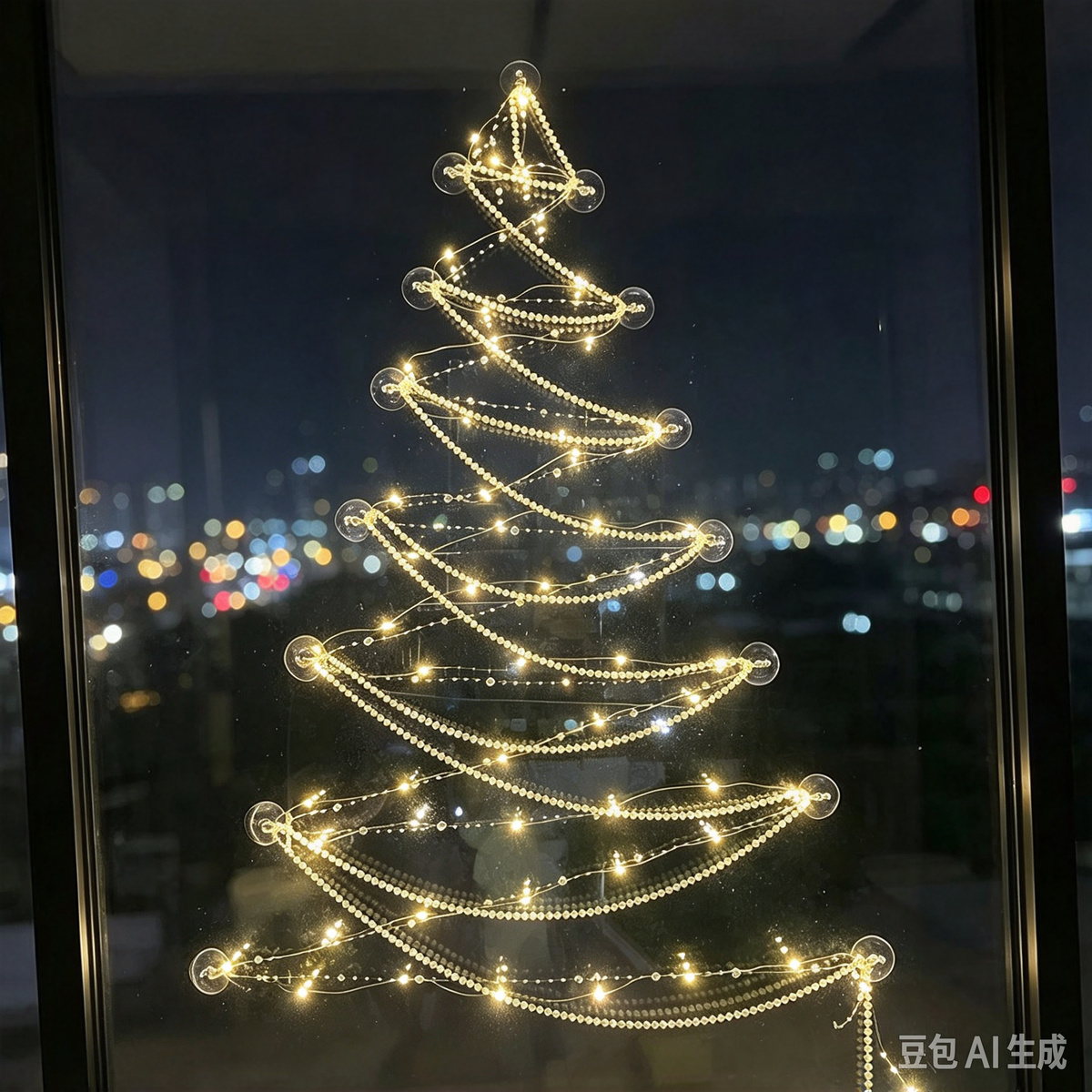 DIY Christmas Tree LED String Window Light Suction Cups Xmas Decor