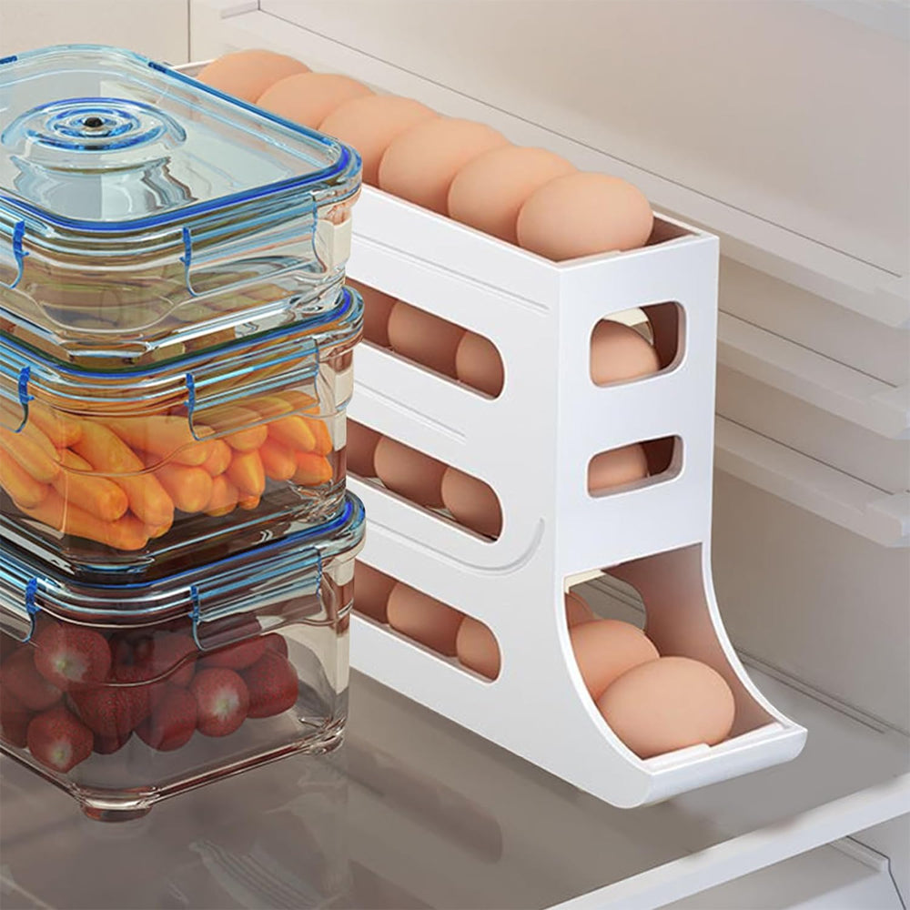 4-Tier Auto Rolling Egg Dispenser Rack