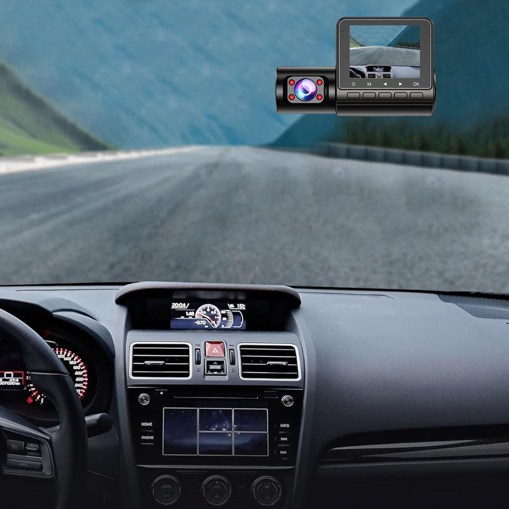 2 Channel Dash Cam Front and Rear Inside 1080P Full HD 170 Degree Wide Angle Dashboard Camera