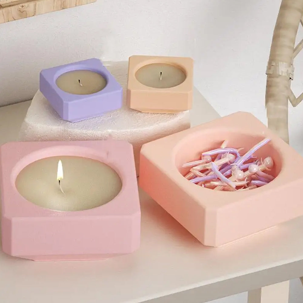 2Pcs Silicone Candle Jar Mold Candle Storage Box Molds with Lid-S+L