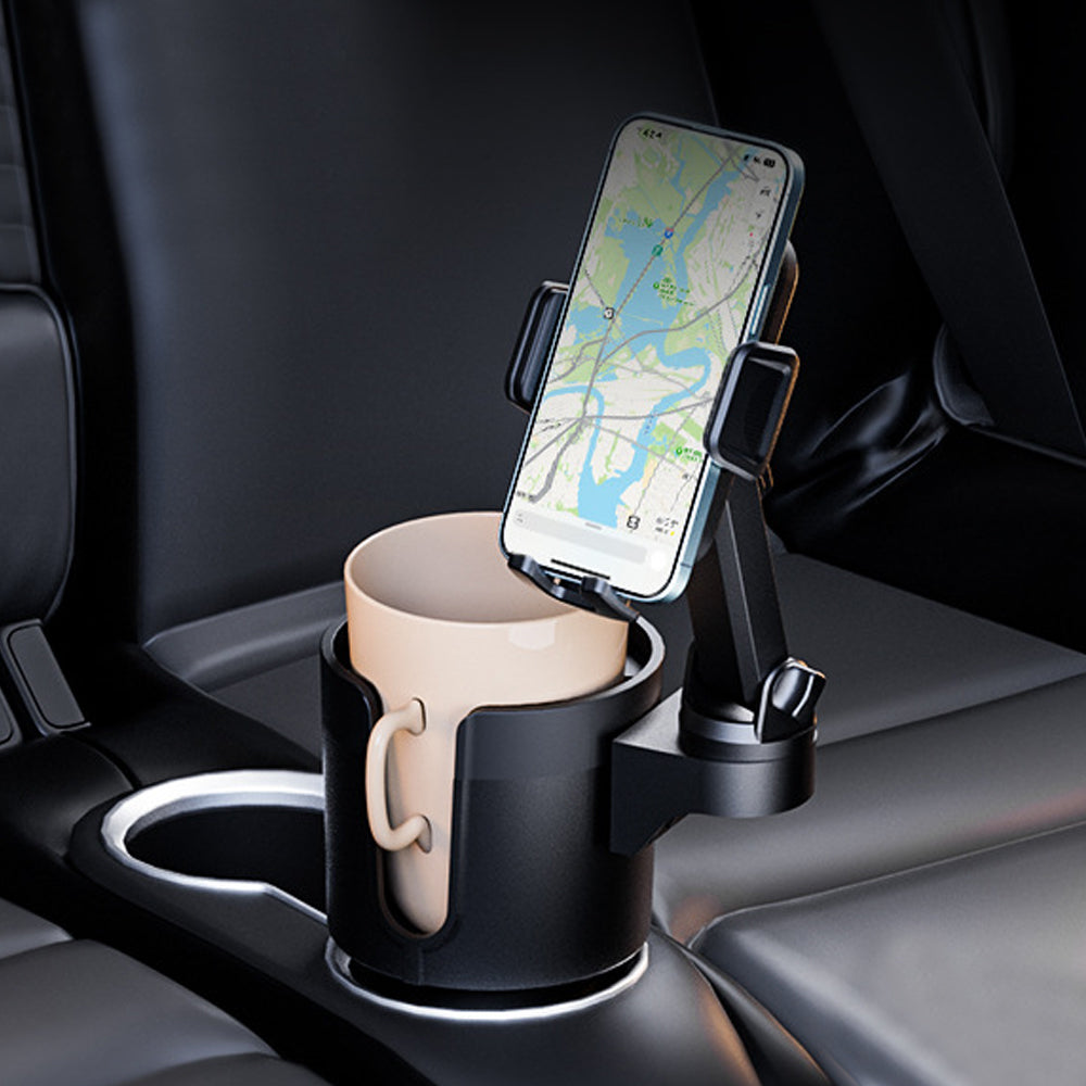 Two-in-one Car Cup Holder Phone Mount Stand Expander With Adjustable Height