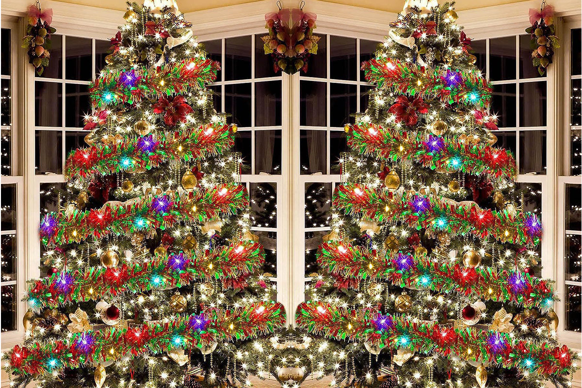 5M Christmas Garland With String Lights Hanging Tinsel Garlands For Xmas Tree