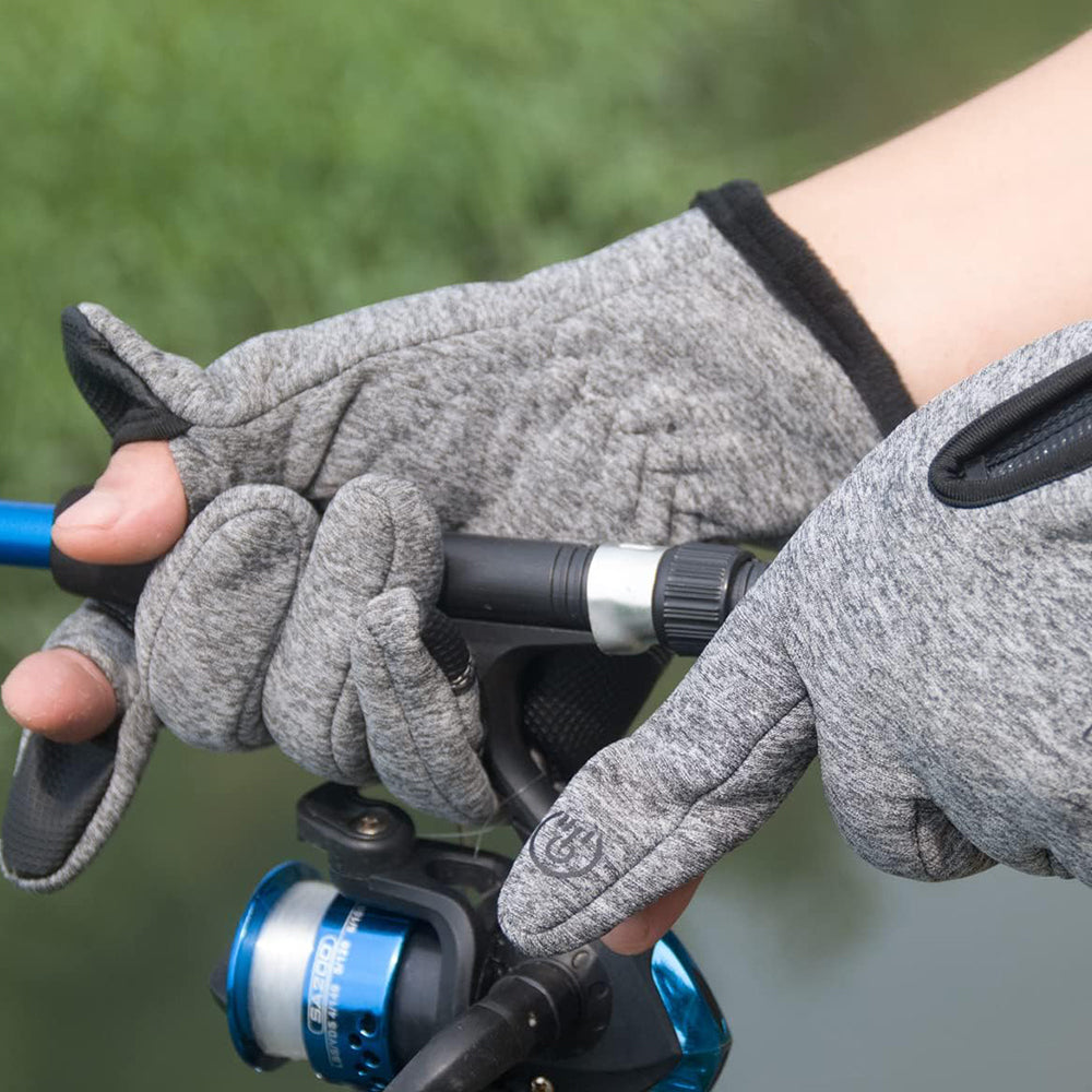 Winter Fishing Gloves with 2 Flip Finger for Touchscreen