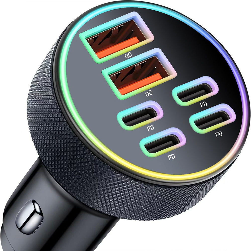 6 in 1 Car Charger Cigarette Lighter Adapter Multiport Fast Charging with 4 USB-C and 2 USB Ports