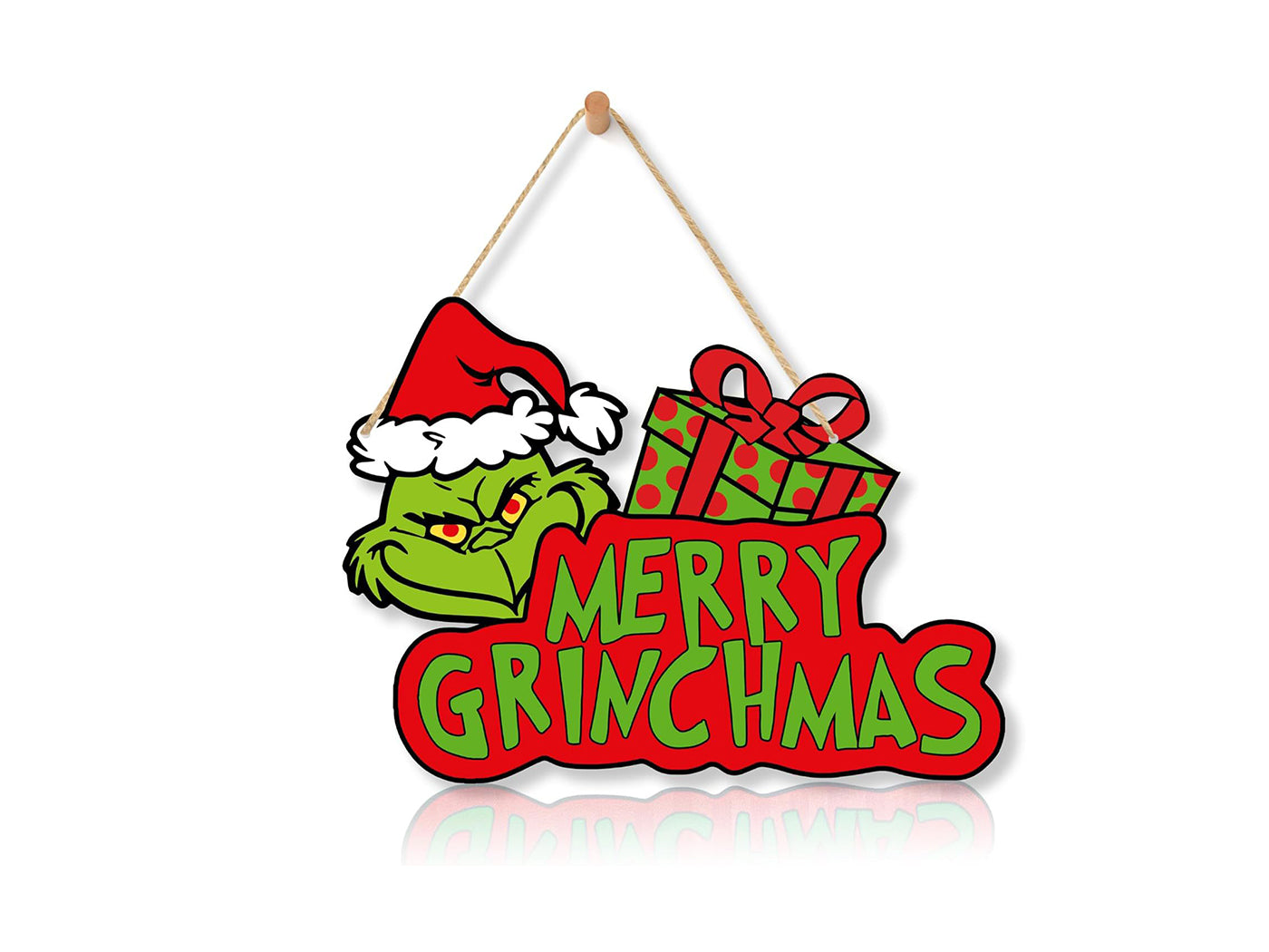 Grinch Inspired Xmas Wooden Door Sign Hanging Decoration