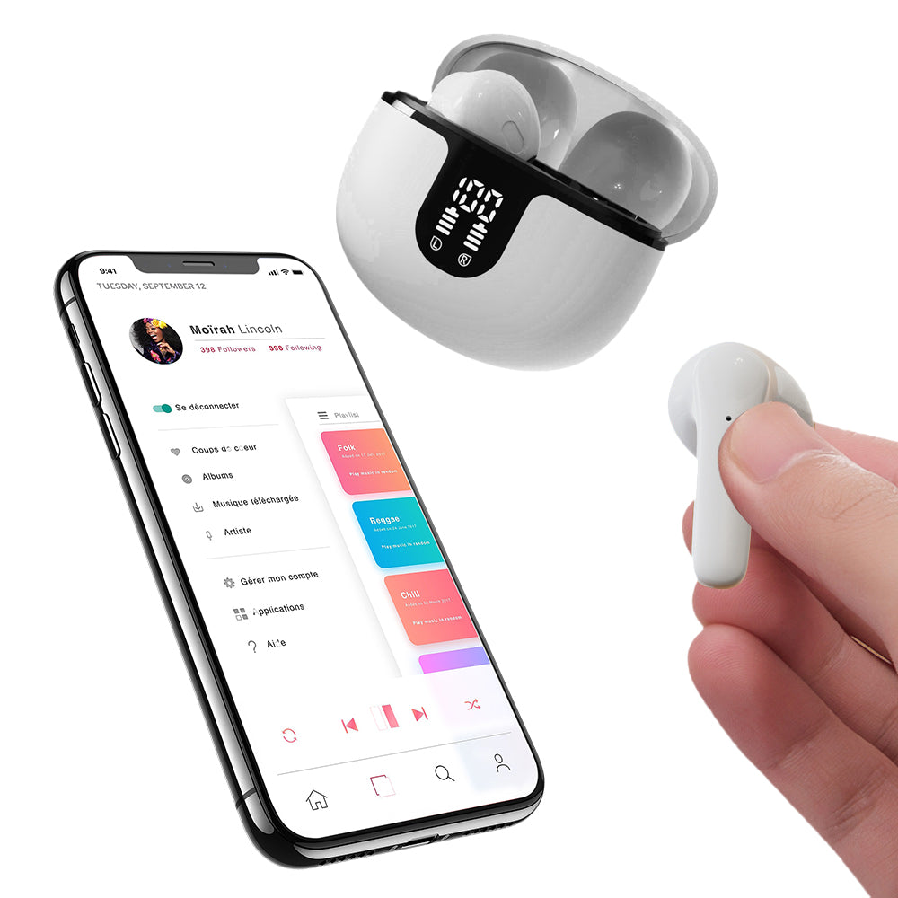 Wireless Bluetooth Sport Headphones Touch Control with LED Display