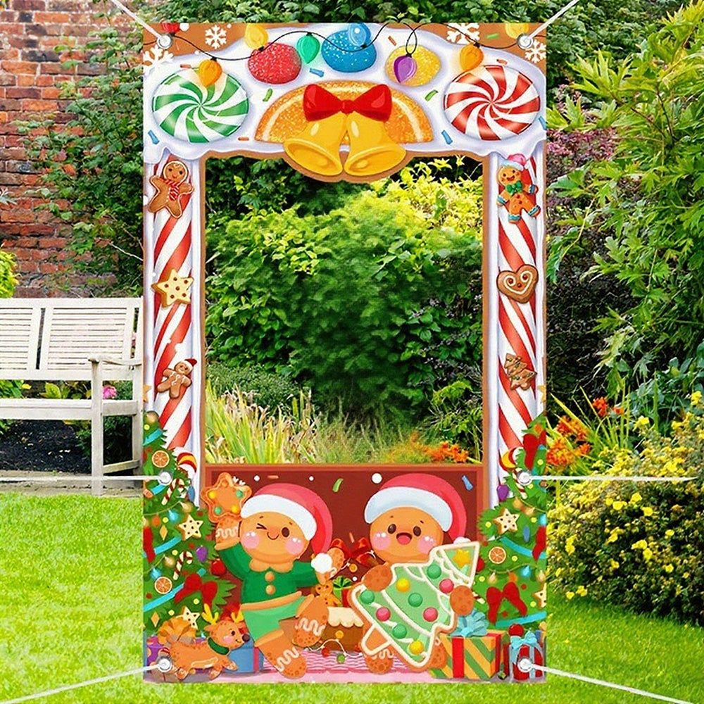 Merry Christmas Hanging Banner Porch Sign Xmas Banner Christmas Door Cover