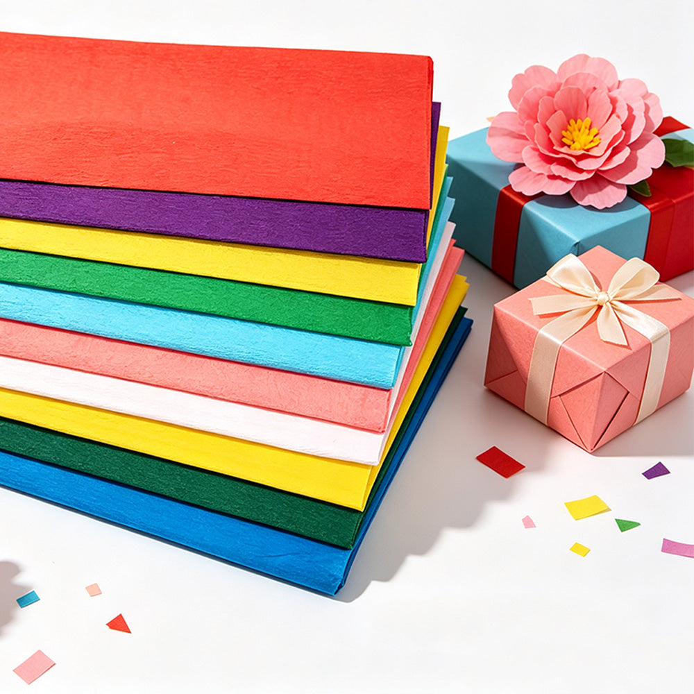 10 Crepe Paper Sheets 50x100cm for Gift Wrapping and Flower Crafts
